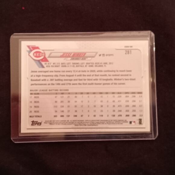 Jesse Winker #33 Cincinnati Reds Topps Series 1 #281 2020 - Picture 7 of 7